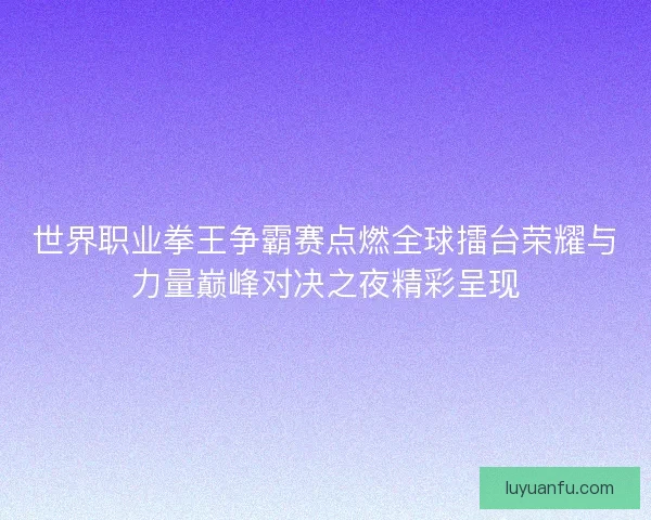 世界职业拳王争霸赛点燃全球擂台荣耀与力量巅峰对决之夜精彩呈现